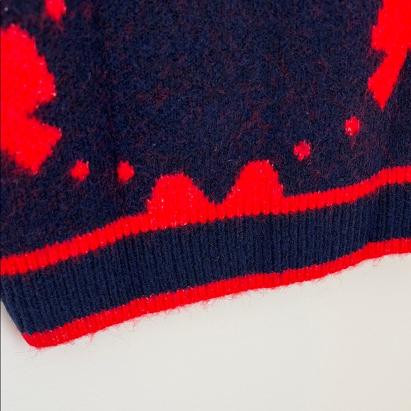 THML Veronica Bow Pattern V-Neck Sweater Vest Navy and Red NWT Size S - Picture 5 of 15